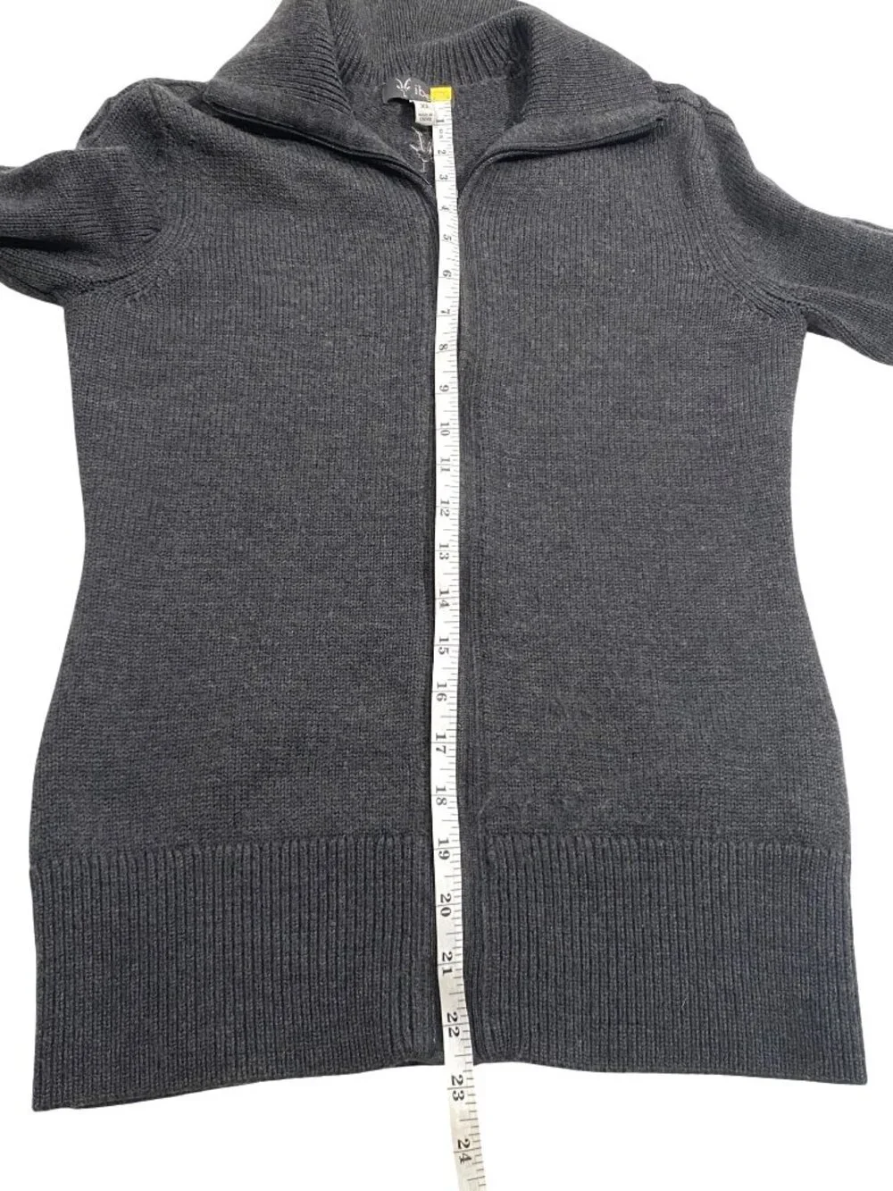 Ibex Merino wool XS Full-Zip Sweater Charcoal Gray Knit Warm Stylish Collar outd